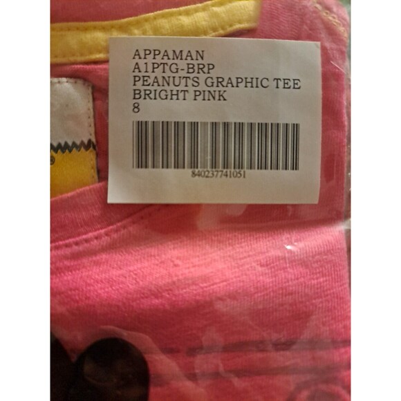 Appaman x Peanuts Girls Pink Long-Sleeve Graphic Tee Top Charlie Brown Lucy Sz 8 - Picture 4 of 4